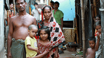 45 year old Shahid lives with his wife and children in a tiny room in the slums of Dhaka.